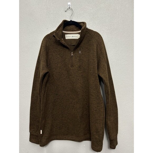 The Normal Brand Mens Pullover Fleece Mens Large Brown 1/4 Zip Mock Neck Outdoor - Picture 1 of 6